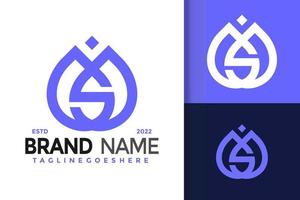 s Brief Wassertropfen-Logo-Design, Markenidentitäts-Logos-Vektor, modernes Logo, Logo-Designs-Vektor-Illustrationsvorlage vektor