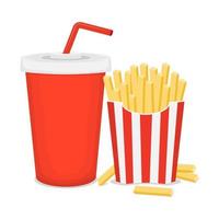 pommes frites und soda-fast-food-illustration vektor