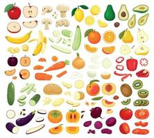 skivad frukt grönsaker uppsättning vektor