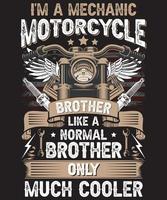 beställnings- årgång mekaniker bror motorcykel t-shirt design vektor mall