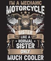 beställnings- årgång mekaniker syster motorcykel t-shirt design vektor mall