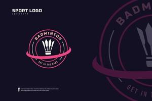 badminton klubb logotyp, badminton turnering emblem mall. sport team bricka vektor design