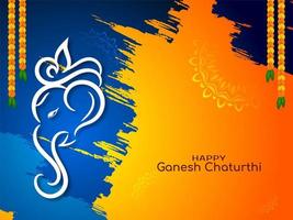 blå och orange ljusa ganesh chaturthi festivalkort vektor