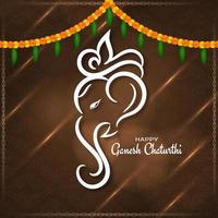 snyggt brunt ganesh chaturthi festival dekorativt kort vektor