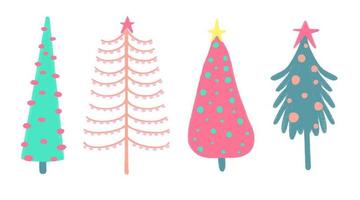 Aquarell-Vektor-Illustration von Weihnachtsbäumen. Grußkarte der frohen Weihnachten und des guten Rutsch ins Neue Jahr. vektor