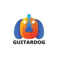 vektor logotyp illustration gitarr hund lutning färgrik stil