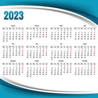 ny år 2023 kalender mall design vektor