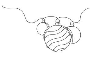 kontinuerlig ett linje teckning av jul bollar vektor