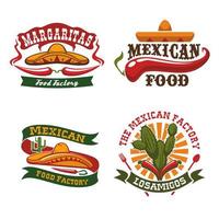 Vektorsymbole für mexikanische Fast-Food-Küche festgelegt vektor