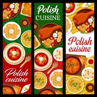 Banner der polnischen Küche, Gemüse, Fleisch, Dessert vektor