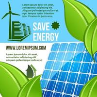 Plakat für Energieeinsparung und grüne Öko-Technologie vektor