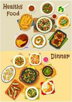 Abendessen-Menü-Icon-Set für Food-Design vektor