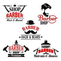 vektor ikoner uppsättning för barberare affär premie salong