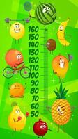 Kinderhöhentabelle mit lustigen Fruchtsportlern vektor