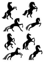hästar heraldisk silhuett vektor ikoner
