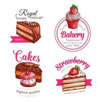 Kuchen und Cupcakes Dessert-Vektor-Embleme vektor