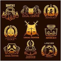 försvar advokat vektor guld ikoner av Rättslig rättvisa