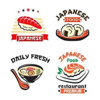 Symbolsatz für japanisches Essen für Sushi-Bar-Design vektor