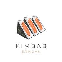 köstliches samgak gimbap kimbap illustrationslogo vektor