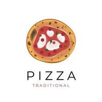 traditionell pizza vektor illustration logotyp