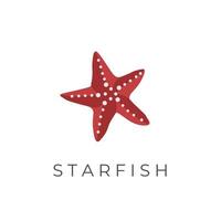 elegantes rotes starfish-illustrationslogo vektor