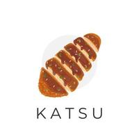 vektorillustration des katsu-logos mit köstlicher currysauce vektor