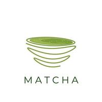 Matcha Grüntee Illustration Logo Strichzeichnungen vektor