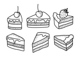 uppsättning av hand dragen klotter kaka. vektor