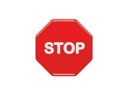 Stop-Symbol 3D-Illustrationsvektor vektor