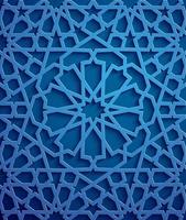 islamischer Ornamentvektor, persisches Motiv. 3d ramadan islamische runde musterelemente. geometrischer kreisförmiger dekorativer arabischer symbolvektor. Blauer Hintergrund vektor