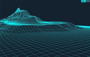 3d trådmodell terräng bred vinkel eps10 vektor