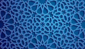 islamischer Ornamentvektor, persisches Motiv. 3d ramadan islamische runde musterelemente. geometrischer kreisförmiger dekorativer arabischer symbolvektor. Blauer Hintergrund vektor