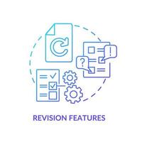 revision funktioner blå lutning begrepp ikon. nyckel cms karakteristisk abstrakt aning tunn linje illustration. media föremål. förslag redigering. isolerat översikt teckning. vektor