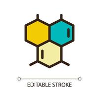 chemische verbindungen pixel perfektes rgb-farb-ui-symbol. schulischer chemiekurs. einfaches gefülltes Linienelement. GUI, UX-Design für mobile App. Vektor isoliertes Piktogramm. editierbarer Strich.