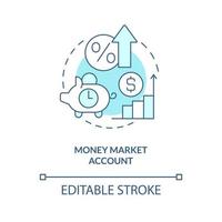 pengar marknadsföra konto turkos begrepp ikon. hög priser besparingar. bank produkt abstrakt aning tunn linje illustration. isolerat översikt teckning. redigerbar stroke. vektor