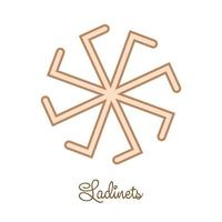 ladinets, weibliche Kolovrat. ein slawisches Symbol, das mit skandinavischen Webornamenten verziert ist. beige trendy vektor