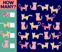 på vilket sätt många katt, spel för barn. tryckbar kalkylblad vektor
