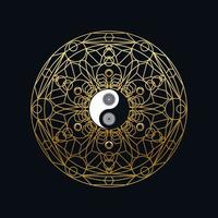 Meditationsvorlage mit Yin-Yang-Zeichen im Mandala vektor
