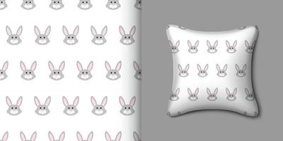 kanin sömlös mönster med kudde. vektor illustration