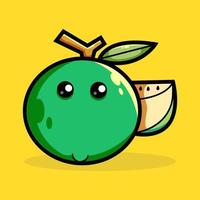 niedliche guave-frucht-cartoon-vektor-symbol-illustration. Obst-Natur-Icon-Konzept. isolierte Prämie vektor