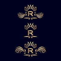 königlicher luxus verzierter logobuchstabe r vektor