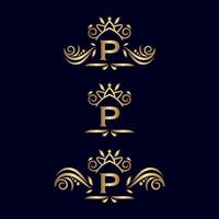 königlicher luxus verzierter logobuchstabe p vektor