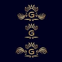 kunglig lyx utsmyckad logotyp brev g vektor