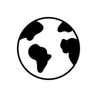 Globaler Planet Kreis Geographie Karte Silhouette schwarzes Symbol. Runde Welt Kontinent Europa Afrika Amerika Australien Asien Zeichen. Kugel-Globus-Erde-Glyphen-Piktogramm. isolierte Vektorillustration. vektor