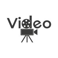 Wortzeichen Logo Vintage Videokamera für die Kinoproduktion vektor