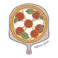 caprese-pizza, skizzenillustration vektor