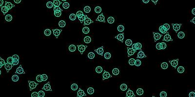 mörkgrönt vektormönster med magiska element. vektor