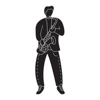 silhouette mann musiker spielt saxophon.moderne flache vektorillustration.isoliert auf weißem hintergrund. vektor