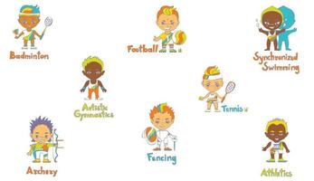 sport barn i tecknad serie stil vektor