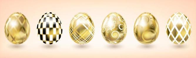 gul guld påsk ägg med geometrisk dekor vektor